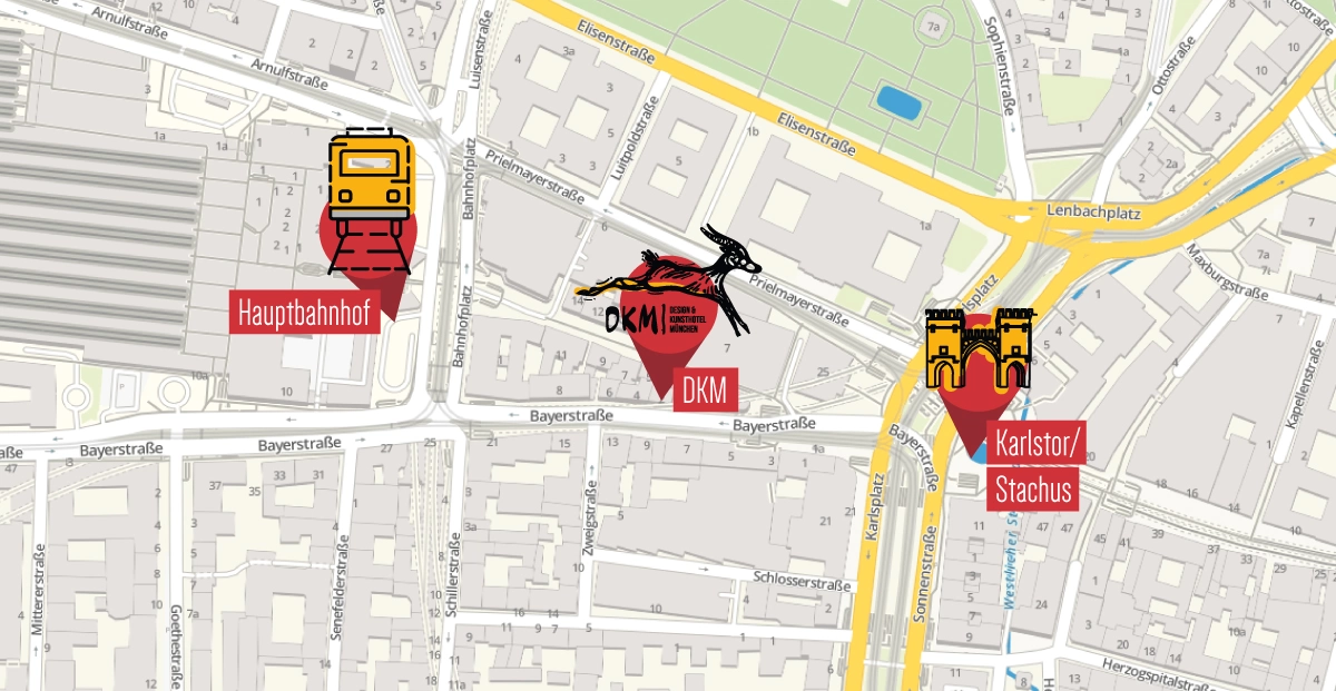 Lageplan des DKM Hotel in München